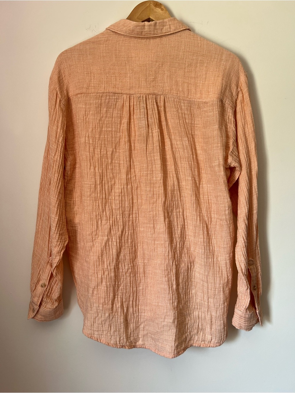 by Anthropologie Lightweight Peach Stripe Gauze Cotton Tunic Popover Blouse - Picture 11 of 14
